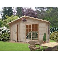 Shire Bourne Double Door Log Cabin With Storage Room - 14 x 12 ft - With Assembly