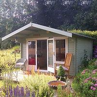 shire gisburn double door log cabin with overhang 12 x 12 ft with asse ...
