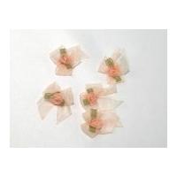 Sheer Organza Ribbon Bows with Organza Flower Peach