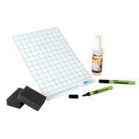 Show-Me Class Pack of 35 Squared Dry Wipe Boards, Pens and Erasers