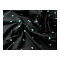 Shamrock Embroidered Linen Look Cotton Dress Fabric Black