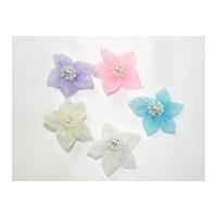 Sheer Organza Ribbon Flowers with Pearl Beads Assortment