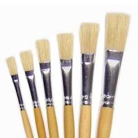 Short Handle Flat Tip Hog Brushes (Pack of 6)