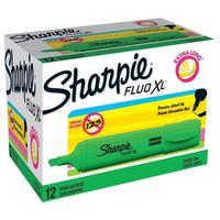 Sharpie Fluo XL Highlighter Chisel Tip 3 Widths Green 1 x Box of 12 Pens)