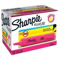 Sharpie Fluo XL Highlighter Chisel Tip 3 Widths Pink (1 x Pack of 12 Highlighters)