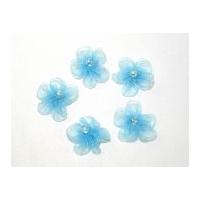 Sheer Organza Ribbon Ruched Flowers with Bead