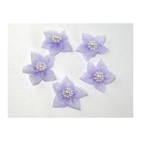 Sheer Organza Ribbon Flowers with Pearl Beads Lilac