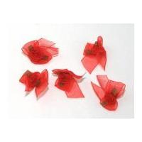 sheer organza ribbon bows with organza flower red