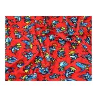 Sharks Print Soft Cotton Velour Dress Fabric Red