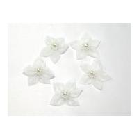 sheer organza ribbon flowers with pearl beads white