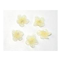 Sheer Organza Ribbon Ruched Flowers with Bead Cream