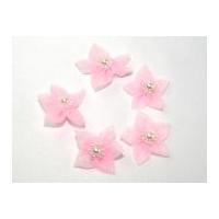 Sheer Organza Ribbon Flowers with Pearl Beads Pale Pink