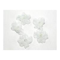 sheer organza ribbon ruched flowers with bead white