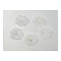 Sheer Organza Layered Flowers with Bead White