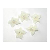 sheer organza ribbon flowers with pearl beads cream