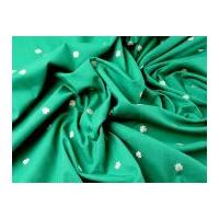 Shamrock Embroidered Linen Look Cotton Dress Fabric Green