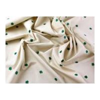 Shamrock Embroidered Linen Look Cotton Dress Fabric Cream