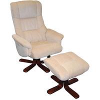 shangri la swivel recliner with footstool beige