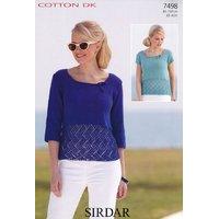 Short Sleeved and 3/4 Sleeved Tops in Sirdar Cotton DK (7498)