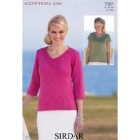 Short Sleeved and 3/4 Sleeved Tops in Sirdar Cotton DK (7501)