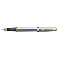 Sheaffer Prelude Brushed Chrome Fountain Pen With Gold Plated Trim