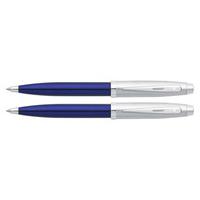 Sheaffer 100 Blue/Chrome Ball Pen & Pencil Set