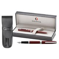 Sheaffer Sagaris Gloss Wine Chrome Trim Fountain Pen Ball Pen Set with Pen Pouch