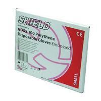Shield Embossed Polythene Gloves For Black Dispenser Medium Pack of