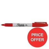 sharpie permanent marker fine tip 10mm line red pack of 12 pens ref