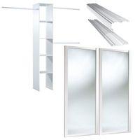 Shaker Full Length Mirror White Sliding Wardrobe Door Kit (H)2220 mm (W)1200 mm