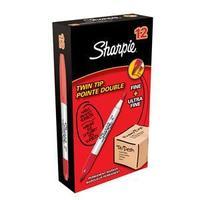 Sharpie Twin Tip Permanent Marker (Red) - Pack of 12