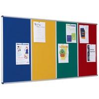 Shield Multi-banked Standard H 900mm x W 1800mm Noticeboard Blue Frame Multi-colour Cloth