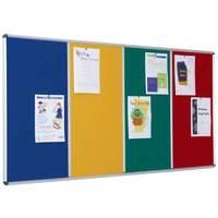 Shield Multi-banked Standard H 1200mm x W 1800mm Noticeboard Blue Frame Multi-colour Cloth