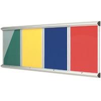 Shield Showline Multi-Banked Noticeboard 3 Panel x 4 A4 Blue Frame Multi-colour Cloth