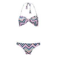 Shiwi-Bikinis - Bikini Bandeau Twist Aqua Chevron - White