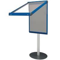 Shield Freestanding Deluxe 750mm x W 537mm Showcase with Long Pole Blue Frame Light Grey Cloth