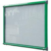 Shield Exterior W 1397mm x H 1050mm Illuminated Showcases Red Frame Silver Cloth