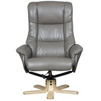 Shanghai Leather Swivel Recliner with Footstool Grey