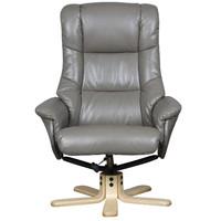 shanghai leather swivel recliner with footstool grey