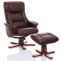 Shanghai Swivel Recliner with Footstool Nut Brown