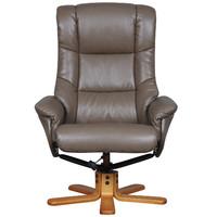 Shanghai Leather Swivel Recliner with FootstoolTruffel