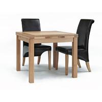 Sherwood Oak 90cm to 160cm Drawleaf Extending Table & 2 or 4 Black Roll Back Dining Chairs (4 Chairs)