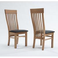 sherwood oak slat back chairs with brown seats pair