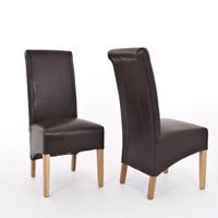 Sherwood Oak Brown Rollback Chairs - Pair