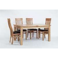 Sherwood Oak Large Extending Dining Table & 6 or 8 Sherwood Oak Slat Back Chairs (Table & 6 Brown Chairs)