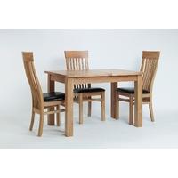 Sherwood Oak Small Extending Dining Table & 4 or 6 Sherwood Oak Slat Back Chairs (Table & 4 Black Chairs)