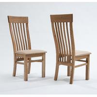 sherwood oak slat back chairs with cream seats pair