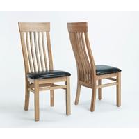 sherwood oak slat back chairs with brown seats pair