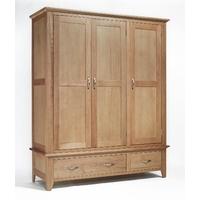 Sherwood Oak Triple Wardrobe with Two Drawers