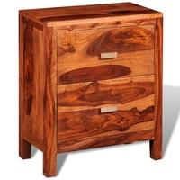 Sheesham Solid Wood Bedside Cabinet with 2 Drawers